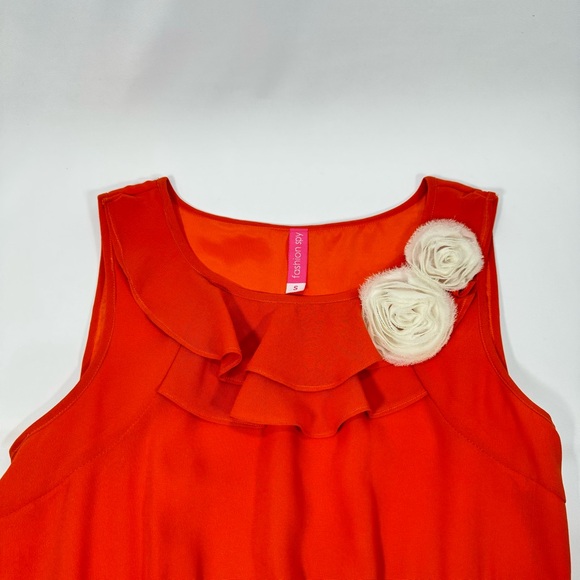 Fashion Spy Women's Orange Dress Size Small S Ruffle Gameday Summer Casual - Picture 3 of 5